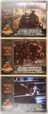 8b937 JURASSIC PARK 2 3 LCs '96 The Lost World, Steven Spielberg, something has survived!