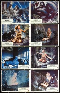 8b827 KING KONG 8 LCs '76 sexy Jessica Lange, special effects scenes + 2 cool John Berkey art cards