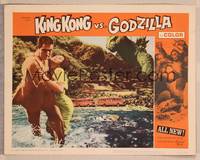 8b107 KING KONG VS. GODZILLA LC #3 '63 c/u of couple running away from fire monster looming behind