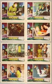 8b835 MACABRE 8 LCs '58 William Castle, many great images of terrified cast members!