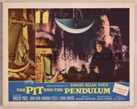8b121 PIT & THE PENDULUM LC #8 '61 Vincent Price standing by chained man with blade overhead!