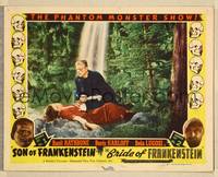 8b131 SON OF FRANKENSTEIN/BRIDE OF FRANKENSTEIN LC #4 '40s c/u of monster & girl by waterfall!