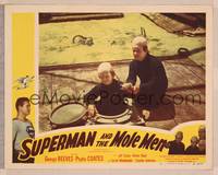 8b023 SUPERMAN & THE MOLE MEN LC #5 '51 close up of two aliens emerging from hole in the ground!