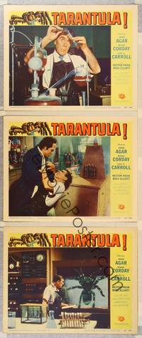 8b940 TARANTULA 3 LCs '55 Jack Arnold, great images of scientist in laboratory with spider!