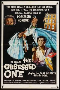 8b453 OBSESSED ONE 1sh '78 after his bride was tortured & died, he played a game with the Devil!