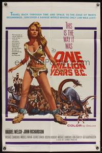 8b457 ONE MILLION YEARS B.C. 1sh '66 full-length sexiest prehistoric cave woman Raquel Welch!