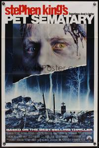 8b468 PET SEMATARY 1sh '89 Stephen King's best selling thriller, cool graveyard image!
