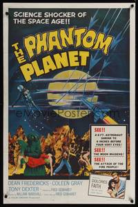 8b472 PHANTOM PLANET 1sh '62 science shocker of the space age, wacky monster holding sexy girl!