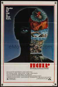 8b474 PHOBIA  1sh '80 directed by John Huston, cool art of crazy psychiatrist by Alex Ebel!