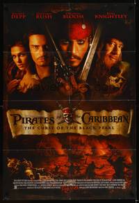 8b476 PIRATES OF THE CARIBBEAN advance DS 1sh '03 Johnny Depp, Knightley, Curse of the Black Pearl!