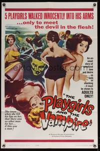 8b479 PLAYGIRLS & THE VAMPIRE 1sh '63 they walked innocently into his arms only to meet the devil!