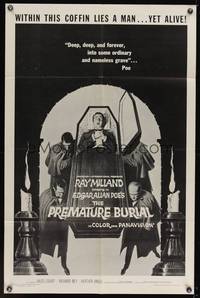 8b486 PREMATURE BURIAL 1sh R67 Edgar Allan Poe, Reynold Brown art of Ray Milland buried alive!