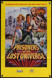 8b489 PRISONERS OF THE LOST UNIVERSE video 24x36 1sh '83 Saxon must fight to escape with his life!