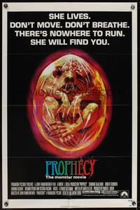 8b491 PROPHECY She Lives style 1sh '79 John Frankenheimer, art of monster in embryo by Paul Lehr!