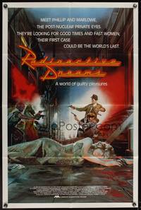 8b505 RADIOACTIVE DREAMS 1sh '85 art of detectives in shootout + dead girl on ground by Chadwick!