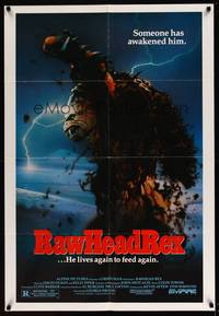8b512 RAWHEAD REX 1sh '86 Clive Barker, cool monster art by S. Watts, it lives to feed again!