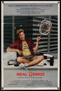 8b514 REAL GENIUS 1sh '85 Val Kilmer is the Einstein of the '80s, Jon Gries, sci-fi comedy!