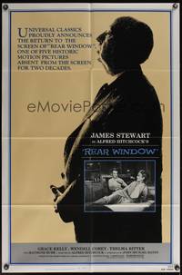 8b515 REAR WINDOW 1sh R83 full-length image of Alfred Hitchcock + James Stewart & Grace Kelly!