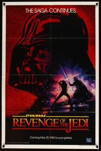8b520 RETURN OF THE JEDI dated teaser 1sh '83 George Lucas, Revenge of the Jedi, Drew Struzan art!