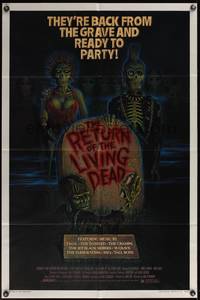 8b522 RETURN OF THE LIVING DEAD 1sh '85 art of punk rock zombies by tombstone ready to party!