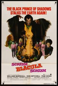8b554 SCREAM BLACULA SCREAM 1sh '73 great image of black vampire William Marshall & Pam Grier!