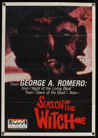 8b555 SEASON OF THE WITCH 28x40 video poster R86 George Romero, huge close up of monster!