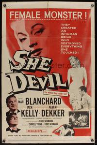 8b564 SHE DEVIL  1sh '57 sexy inhuman female monster who destroyed everything she touched!