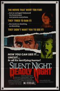 8b570 SILENT NIGHT DEADLY NIGHT 1sh '84 the movie that went too far, now you can see it uncut!