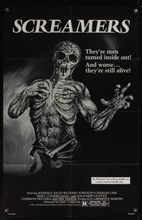 8b583 SOMETHING WAITS IN THE DARK 25x39 1sh '80 Screamers, completely different monster art!