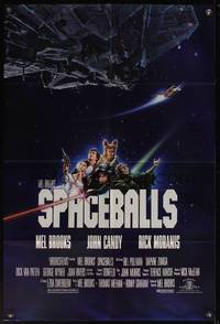 8b590 SPACEBALLS 1sh '87 best Mel Brooks sci-fi Star Wars spoof, John Candy, Pullman, Moranis