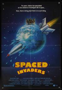 8b591 SPACED INVADERS DS 1sh '90 there is living proof that there is no intelligent life in space!