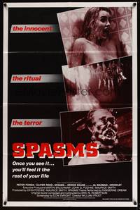 8b595 SPASMS int'l 1sh '83 Peter Fonda, Oliver Reed, wild different photographic horror images!