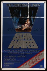 8b610 STAR WARS 1sh R82 George Lucas classic sci-fi epic, art by Tom Jung, Revenge of the Jedi ad!
