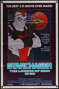 8b611 STARCHASER 1sh '84 3-D cartoon, he created the ultimate robot & wants to rule the universe!
