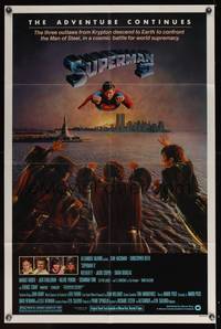 8b625 SUPERMAN II 1sh '81 Christopher Reeve, Terence Stamp, great artwork over New York City!