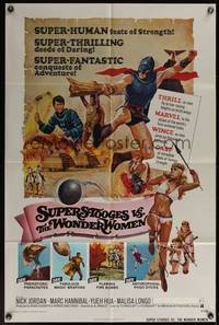 8b631 SUPERSTOOGES VS. THE WONDERWOMEN 1sh '74 super-fantastic conquests of adventure, wacky art!