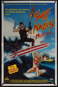 8b632 SURF NAZIS MUST DIE 1sh '87 Troma's gnarliest cult-comedy surf action-adventure ever!