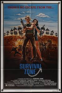 8b633 SURVIVAL ZONE 1sh '83 art of Gary Lockwood & Camilla Sparv in Mad Max rip-off!