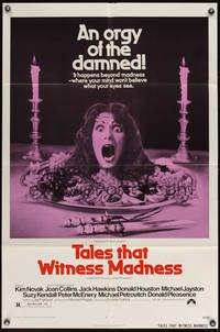 8b641 TALES THAT WITNESS MADNESS 1sh '73 wacky screaming head on food platter horror image!