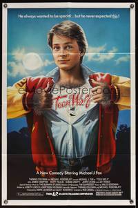 8b643 TEEN WOLF 1sh '85 great artwork of teenage werewolf Michael J. Fox by L. Cowell!