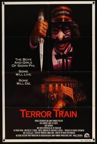 8b651 TERROR TRAIN signed 1sh '80 by David Copperfield, wacky image of killer Derek McKinnon!
