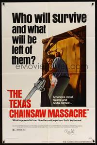 8b653 TEXAS CHAINSAW MASSACRE signed 1sh '74 by Edwin Neal, the hitchhiker!