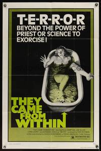 8b658 THEY CAME FROM WITHIN 1sh '76 David Cronenberg, art of terrified girl in bath tub!