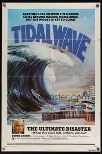 8b664 TIDAL WAVE 1sh '75 artwork of the ultimate disaster in Tokyo by John Solie!