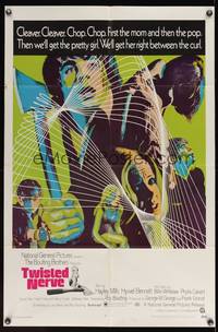 8b683 TWISTED NERVE 1sh '69 Hayley Mills, Roy Boulting English horror, cool psychedelic art!