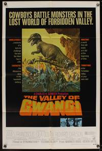8b694 VALLEY OF GWANGI 1sh '69 Ray Harryhausen, great artwork of cowboys vs dinosaurs!