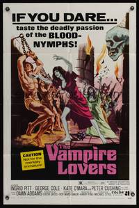8b699 VAMPIRE LOVERS 1sh '70 Hammer, taste the deadly passion of the blood-nymphs if you dare!