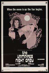 8b700 VAMPIRE'S NIGHT ORGY 1sh '74 wacky horror image, when the moon is up, the fun begins!