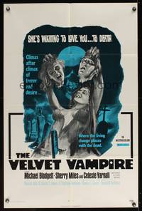8b703 VELVET VAMPIRE 1sh '71 she'll love you... to death, great sexy gruesome horror artwork!