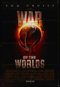 8b715 WAR OF THE WORLDS advance 1sh '05 Steven Spielberg, cool alien hand holding Earth artwork!